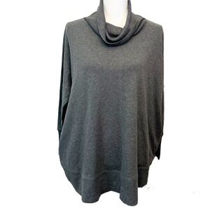 PLANET by Lauren G Womens Mock Neck Cowl Sweater Gray Dolman Sleeve One Size